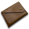 Intovention handmade snap button card holder in Cognac Brown