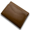 Intovention handmade snap button card holder in Cognac Brown