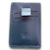 Intovention Pull-Tab Hand-Stitched Full Grain Leather Card Holder in Navy Blue