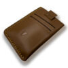Intovention Pull-Tab Hand-Stitched Full Grain Leather Card Holder in Cognac Brown