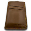 Intovention Pull-Tab Hand-Stitched Full Grain Leather Card Holder in Cognac Brown