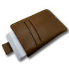 Intovention Pull-Tab Hand-Stitched Full Grain Leather Card Holder in Cognac Brown