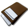 Intovention Pull-Tab Hand-Stitched Full Grain Leather Card Holder in Cognac Brown