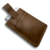 Intovention Pull-Tab Hand-Stitched Full Grain Leather Card Holder in Cognac Brown